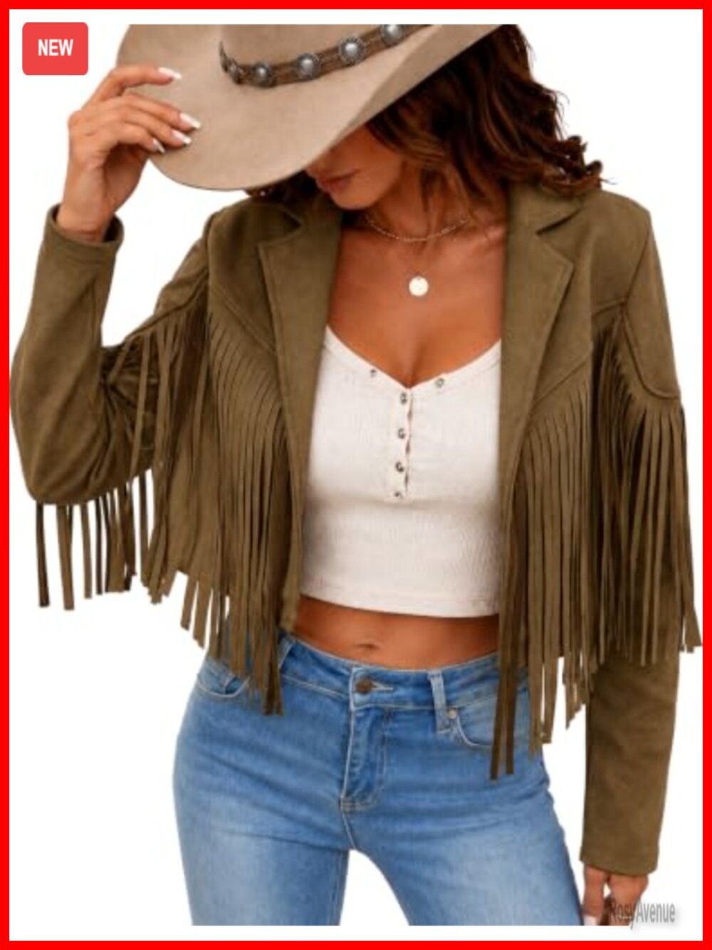 Faux Suede Fringe Tassel Cropped Western Cowgirl Jacket Open Front